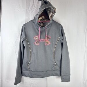 Under Armour Hooded Hoodie Sweatshirt Women's Medium‎ Gray Camo Storm